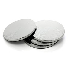Sterling Silver Set of 4 Drinks Coasters Hallmark Spiral Design Bar Accessories