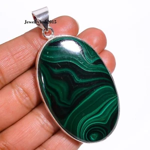 Malachite Ethnic Style Handmade Jewelry 925 Sterling Silver Pendant 2.5" A-220 - Picture 1 of 8