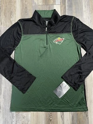 NEW Kid’s Boy’s 1/4 Zip NHL Minnesota Wild Shirt Long Sleeve SIZE XL 16/18 - Image 1 of 4