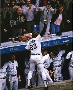 Kirk Gibson Detroit Tigers Signed 8x10 Celebration Photo & "84 WS GM 5 HR" Insc