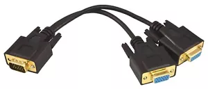 PTC Black Gold Connector VGA/SVGA Splitter Cable Adapter | 1'ft - Picture 1 of 6