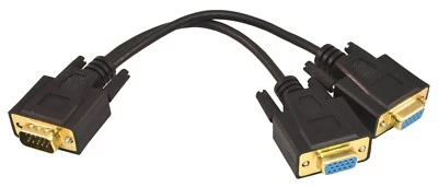 PTC Black Gold Connector VGA/SVGA Splitter Cable Adapter | 1'ft - Image 1 of 4