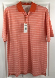 Ashworth Weather Systems Golf Polo Men's Large Orange Striped Collared Shirt - Picture 1 of 7