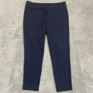 LOFT Marisa Skinny Pants Womens 4 Navy Geometric Embroidery Preppy Workwear Fall - Picture 1 of 14