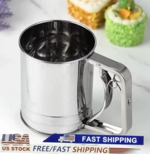 Stainless Steel Flour Sifter for Baking, Powder Sugar Shaker with Hand Press/US - Picture 1 of 10