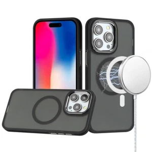 For iPhone 16 Pro 6.3in Case Magnetic Circle Soft Metal Buttons + Tempered Glass - Picture 1 of 12