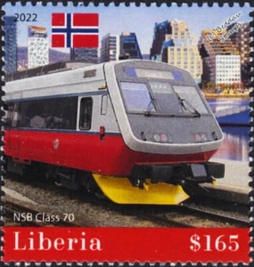 Norway Railways NSB Class 70 EMU Electric Multiple Unit Train Stamp 2022 Liberia - Picture 1 of 1
