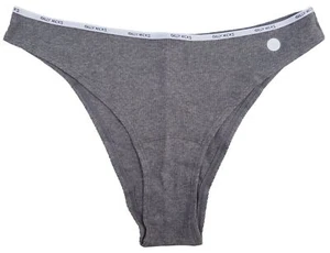 Gilly Hicks Hollister Ribbed High Leg Cheeky Cotton Mix Grey Pants Knickers L XL - Picture 1 of 5