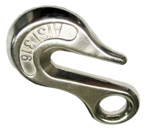 12mm STAINLESS STEEL MARINE EYE GRAB HOOK chain boat trailer deck yacht  - Picture 1 of 2
