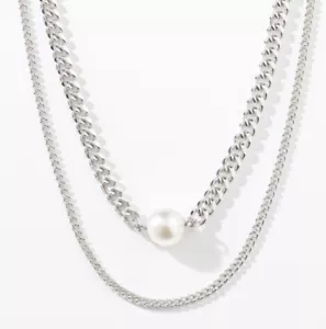 💎Touchstone Crystal Necklace Pearl White Rhodium 15-18” New Condition - Picture 1 of 9