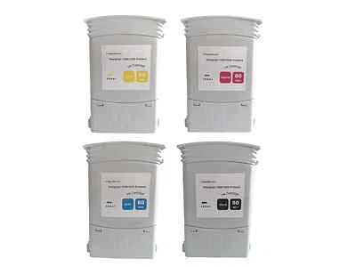 4 Compatible for HP 80 ink set Designjet 1050c plus 1055cm plus cartridges  - Image 1 of 4