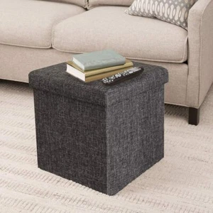 Seville Classics Foldable Storage Ottoman, Modern Gray - Picture 1 of 10