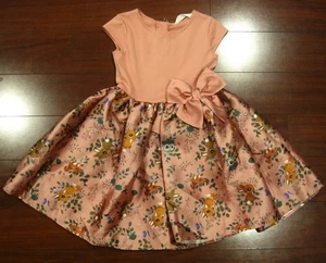 H&M Girl's Recital Party Dress Peach Animal Print Rabbit Squirrel 6X/7 6-8Yrs EX - Picture 1 of 3