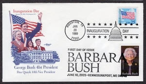 2025/1989 Barbara Bush FDC/George H.W. Inaugural - Artmaster TX BWP DUAL TD219 - Picture 1 of 1