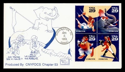 DR WHO 1993 FDC CIRCUS BLOCK GEESEE CACHET M58363 - Image 1 of 2