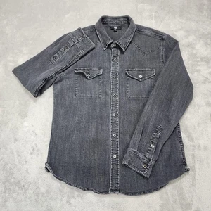 Camisa de mezclilla Frye Western para hombre mediana negra manga larga bolsillos abotonados informal - Imagen 1 de 11