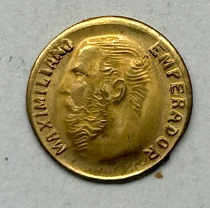 MEXICO GOLD PESO 1865 MAXIMILIANO EMPERADOR - 10mm, 0.3 g - Picture 1 of 2