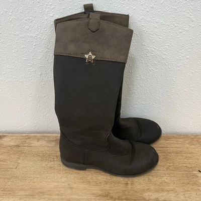 Girls Tommy Hilfiger Tall Boots Size 1 Fall Fashion Brown Faux Leather - Image 1 of 4