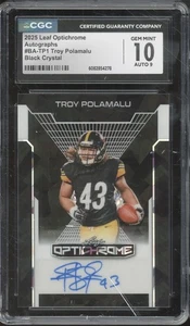 Hoja OptiChrome 2025 cristal negro Troy Polamalu 1/1 gema como nueva CGC 10 9 automático - Imagen 1 de 2