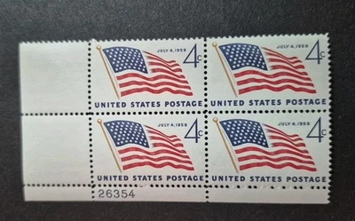 1959 US Stamp Scott #1132 Plate Block  of 4 Star Flag 4cent   MNH - Image 1 of 2