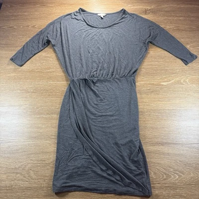 Banana Republic Women’s XS Gray Midi Dress 3/4 Sleeve Elastic Waist Soft Knit - Image 1 of 4
