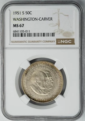 1951-S Washington-Carver Half 50c MS67 NGC 950262-6 - Image 1 of 4