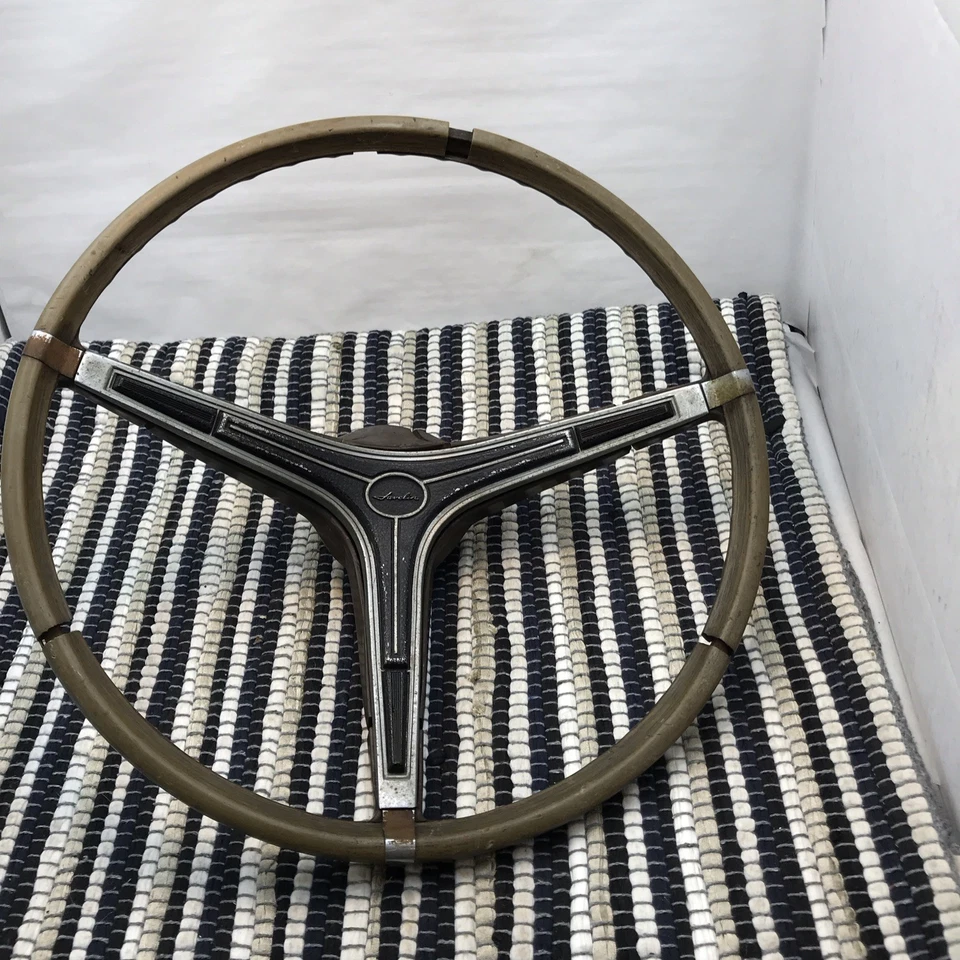 1967 1968 1969 AMC Javelin Steering Wheel Woodgrain Rim Trim 3 Spoke Horn Center - Image 1 of 4