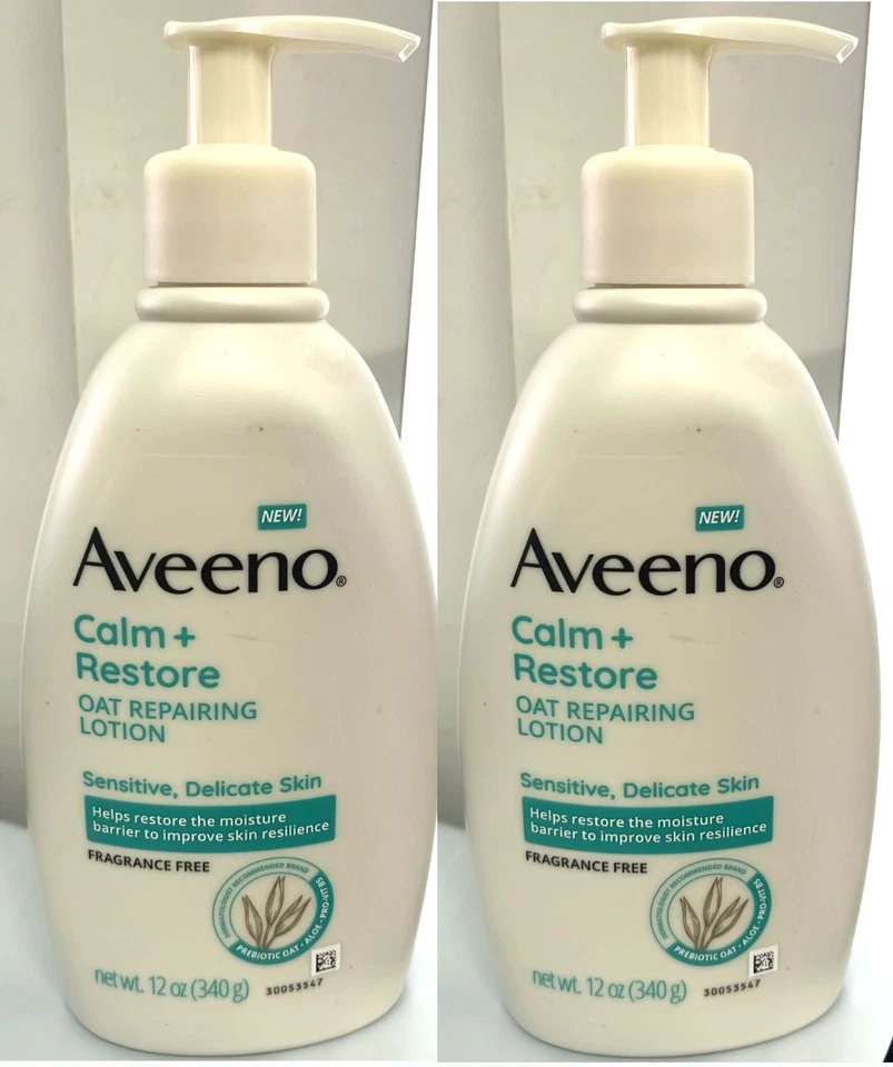 2x Aveeno Calm + Restore Oat Repairing Lotion Restorative Skin Therapy 12 Oz eac - Image 1 of 2