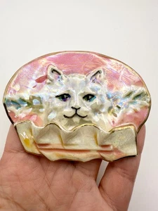 Vintage porcelain kitten cat large brooch pin - Picture 1 of 5
