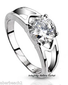316L Stainless Steel CZ Prong Set Solitaire Hollow Ring Clear 1.25 Carat  - Picture 1 of 1