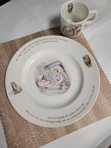Wedgwood Mrs Tiggy Winkle #39 Speiseteller 9,5. Zoll & 2,75 x 3 Zoll #33 Becher - Bild 1 von 20