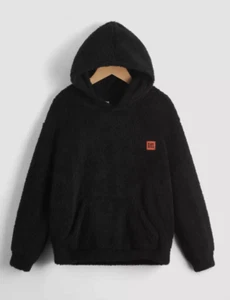 Boys Black Hoodie Warm Size 10 - Picture 1 of 4