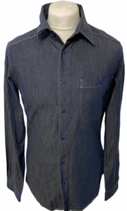 BENCH Navy Shirt Long Sleeved Medium 100% Cotton Mens New - Picture 1 of 12