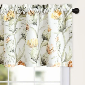 Orange Floral Valance Curtains for Living Room, Kitchen or Bathroom - 52"x18 - Picture 1 of 13