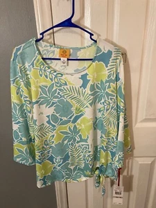 Ruby Rd Woman 1X Women’s Blouse Top NWT Multicolor Floral Tie At Waist - Picture 1 of 5