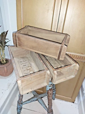 A SET OF THREE  VINTAGE INDIAN WOODEN BRICK MOULDS WITH EMBOSSED INITIALS - Image 1 of 4