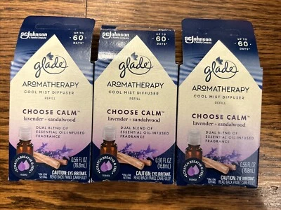 Paquete de 3 recargas de aceite difusor Glade Cool Mist elige lavanda calma + sándalo 0,56 Foto 1 de 2