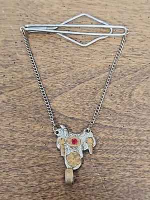 VINTAGE STERLING & COPPER WITH RUBY WESTERN SADDLE TIE BAR - Image 1 of 4