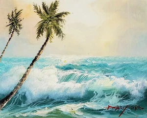 8x10-Stretched-Seascape #2, Oil Painting on Canvas-(Not Framed) - Picture 1 of 6