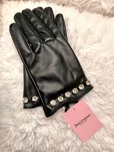 JUICY COUTURE Winterwear Black Rhinestone Studded Fashion Gloves One Size NWT - Picture 1 of 5
