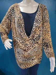 SIZE 3X FADED GLORY Animal Print Long Sleeve Dual Blouse INVPV834 - Bild 1 von 2