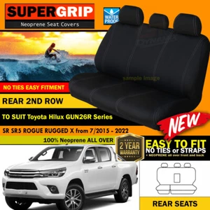 REAR SuperGrip Neoprene Seat Covers for Toyota Hilux SR5 SR RUGGED 7/2015-2025 - Picture 1 of 6
