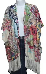 Chicos Small Medium Ella Paisley Fransen Ruana Kimono Boho bunt bedruckt - #18 - Bild 1 von 9