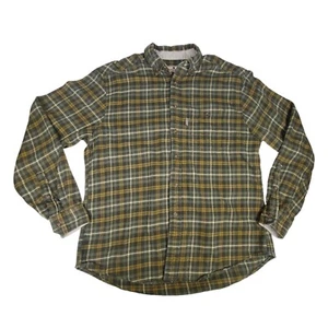Vintage Woolrich Men's Large Green Plaid Button Down Shirt Cotton Flannel - Picture 1 of 13