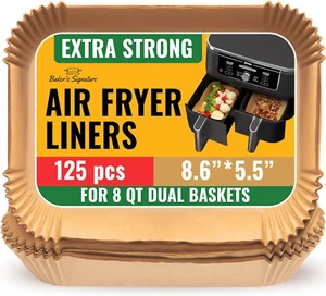 Air Fryer Liners Rectangle Non-Stick Disposable Fryer Liners 8.6X5.5 in - 125pcs - Picture 1 of 11