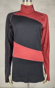 Stoic red black lightweight wool blend 1/4 zip pullover athletic top women Large - Picture 1 of 15