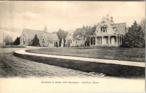 HARTFORD, CONNECTICUT - ENTRANCE CEDAR HILL CEMETERY - UNDIVIDED BACK POSTCARD - Picture 1 of 2