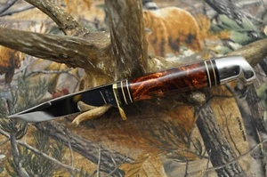 Vintage Western W648B Bird &Fish Knife with Amber Pearl Handle and Sheath - Picture 1 of 19
