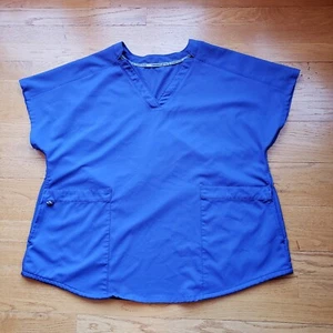 Climate Right By Cuddl Duds Womens Scrub Top Metro Blue 6 Pocket XL - Picture 1 of 6