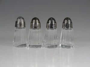 Set of 4 Hazel Atlas Glass Crystal Individual Octagonal Salt & Peppers c.1935 - Picture 1 of 4